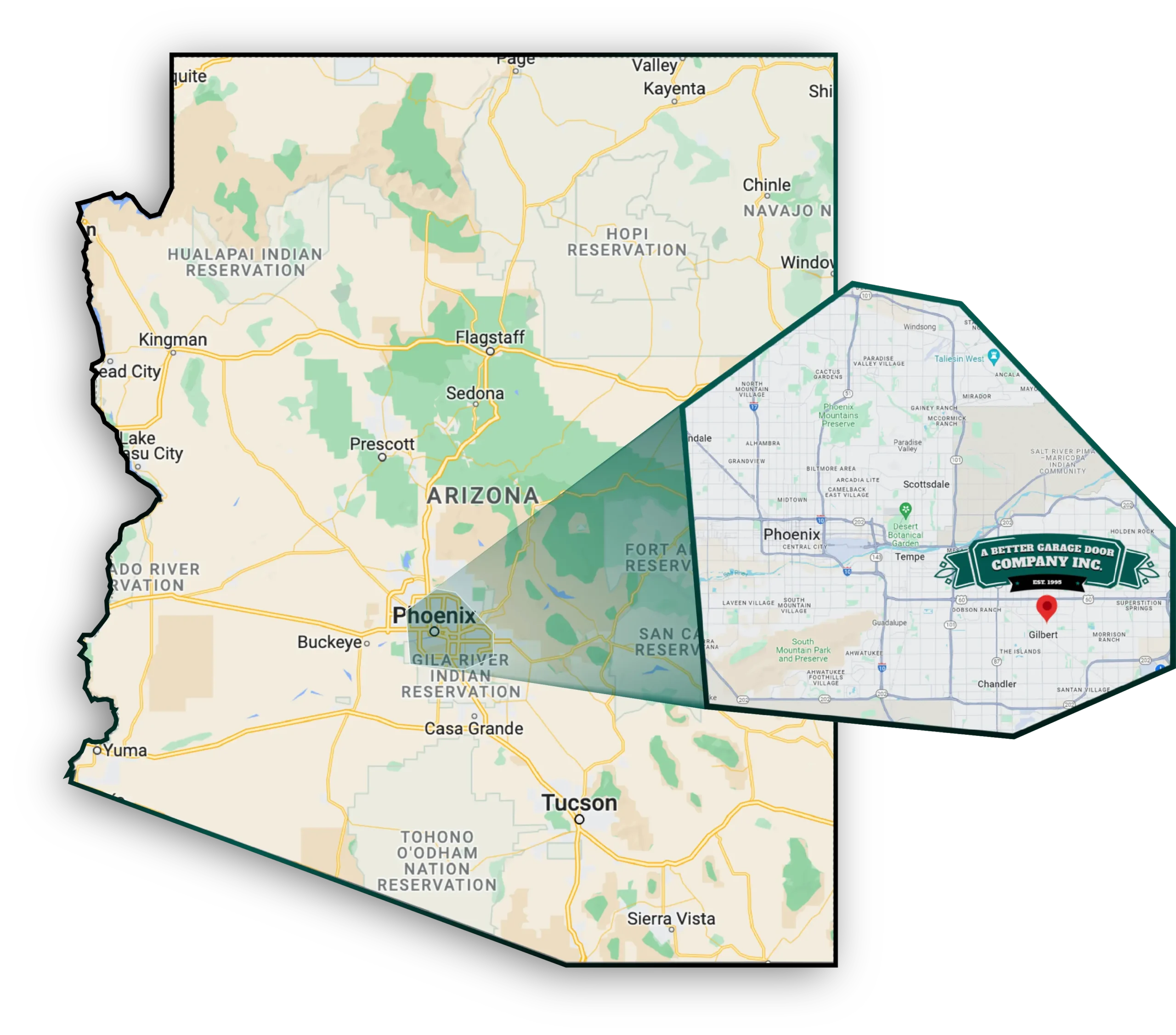 Arizona service area map